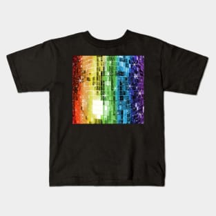 Twinkle Rainbow Disco Ball Pattern Kids T-Shirt